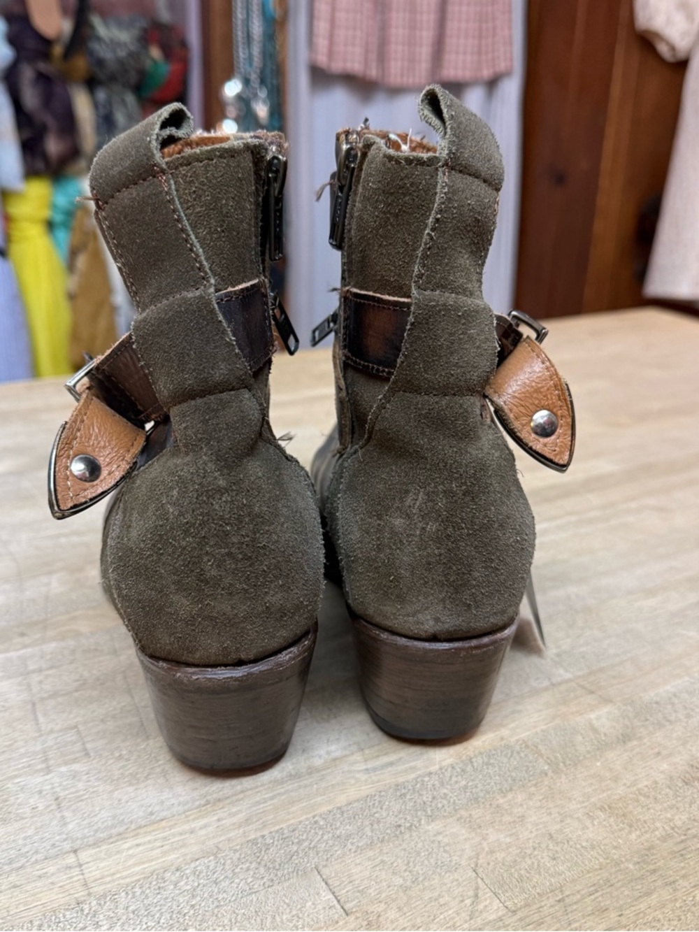 FREEBIRD Whip Boots Olive Green Leather and Suede Sz 8 - Picture 5 of 9